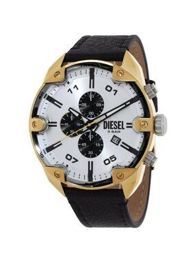 NWT Diesel Spiked Chronograph Quartz Silver Dial Men's Watch